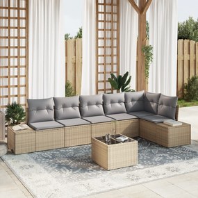 Conjunto de Sofás de Jardim de 7 Peças com Almofadas de Rattan Preto