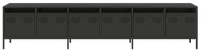 Móvel de TV 202x39x43,5 cm aço laminado a frio preto