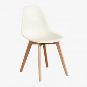 Pack De 4 Cadeiras De Jantar Em Polipropileno E Madeira De Faia Scand Nordic Beige Creme - Sklum