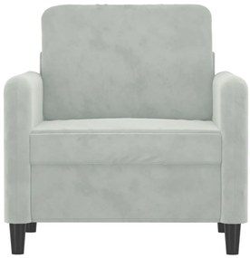 Poltrona 60 cm veludo cinzento-claro