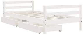 Estrutura cama infantil c/ gavetas 90x200cm pinho maciço branco