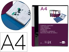 Arquivo Canguro 2 Anillas 25 mm Mixtas Polipropileno Din A4 Negro Opaco