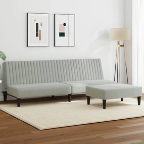 2 pcs conjunto de sofás veludo cinzento-claro