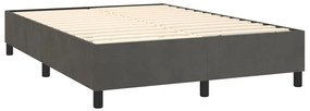 Cama com molas/colchão 140x190 cm veludo cinzento-escuro