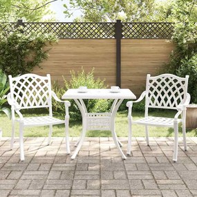 Conjunto de Bistro de Jardim VidaXL com 3 Peças em Alumínio Fundido Branco