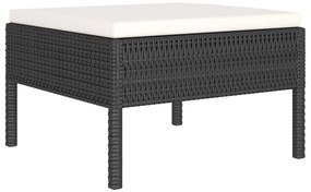 6 pcs conjunto lounge de jardim c/ almofadões vime PE preto