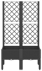 Vaso/floreira de jardim c/ treliça 80x40x142 cm PP preto