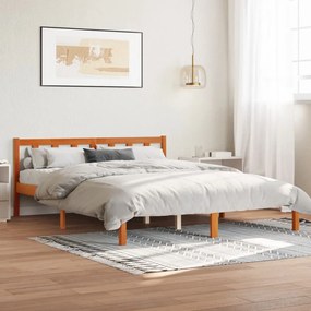 Cama sem colchão 160x200 cm madeira pinho maciço castanho-mel