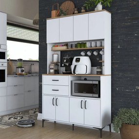 Armário Alto de Cozinha "Stella" - Nogueira e Branco - Design Moderno