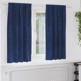 Cortinas Blackout vidaXL com fita superior 2 pcs Veludo Azul Escuro