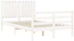 Estrutura de cama com cabeceira 120x200cm madeira maciça branco