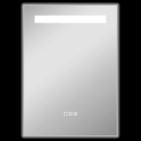 HOMCOM Espelho de Casa de Banho com Luz LED 70x50 cm 3 Cores de Luz Função Antiembaciamento Função de Memória IP44 Prata | Aosom Portugal