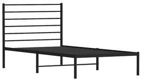 Estrutura de cama com cabeceira 100x200 cm metal preto