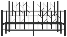 Estrutura de cama com cabeceira e pés 140x190 cm metal preto