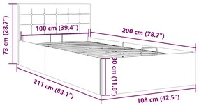 Cama Hidráulica Karen com Arrumação - 100x200cm - Em Tecido Cinza-Clar