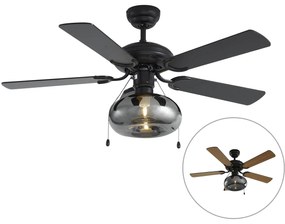 Ventilador de teto preto 107,5cm com interruptor de tração - Mistral Busa Art Deco,Industrial