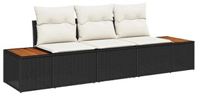 Conjunto de Sofás de Jardim 3 Peças com Almofadas em Rattan Sintético