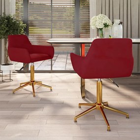 vidaXL Cadeiras de jantar giratórias 2 pcs veludo vermelho tinto