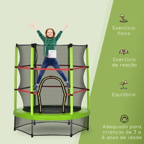 Trampolim Infantil Ø107 cm com Rede de Segurança Ø140x160 cm Verde