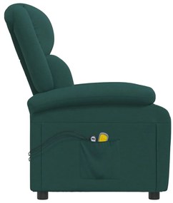 Poltrona de massagens elétrica tecido verde-escuro