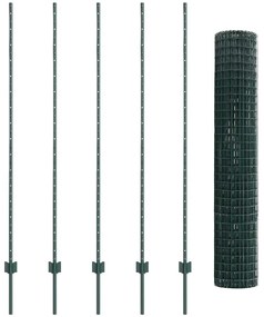 Conjunto de Cerca de Jardim Conjunto de 2 Verde Aço Revestido a Pó