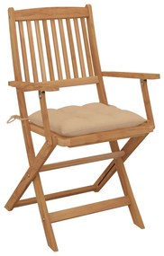 Cadeiras de jardim dobráveis c/ almofadões 4 pcs acácia maciça