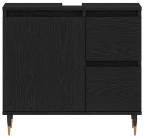 Armário de pia de banheiro vidaXL Preto Carvalho 65x33x60 cm Madeira e