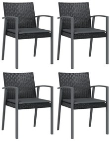 5 pcs conjunto de jantar p/ jardim c/ almofadões vime PE e aço