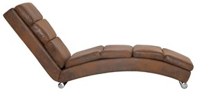 Chaise longue camurça artificial castanho