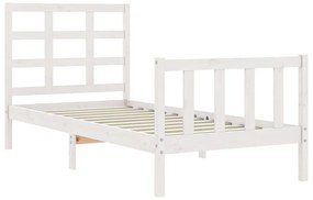 Cama sem colchão 90x200 cm madeira de pinho maciça branco