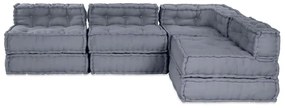 Sofá Puff Modular para 4 Pessoas em Tecido Cinza