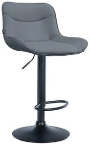 Banco alto em couro sintético com estrutura preta 85-106 x 49 x 51 cm cinzento