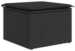 10 pcs conjunto sofás de jardim c/ almofadões vime PE preto