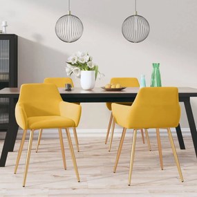 vidaXL Cadeiras de jantar 4 pcs veludo amarelo