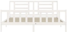 Estrutura cama Super King Size c/ cabeceira madeira branco