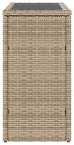 Mesa de apoio jardim c/ tampo vidro 58x27,5x55 cm vime PE bege