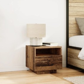 Camas de cabeceira vidaXL com luzes LED 2 pcs Madeira antiga 40x39x37
