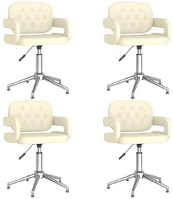 vidaXL Cadeiras de jantar giratórias 4 pcs couro art. creme