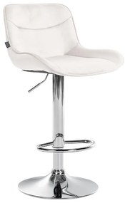 Banco alto em veludo com estrutura prateada 85-106 x 49 x 51 cm cor creme