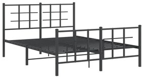 Estrutura de cama com cabeceira e pés 140x190 cm metal preto