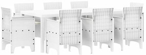 Conjunto de Jantar para Jardim 9 pcs Branco