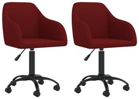 vidaXL Cadeiras de jantar giratórias 2 pcs veludo vermelho tinto