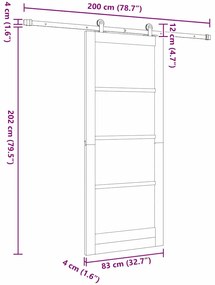 Porta Deslizante com Kit de Hardware Branca 83x202 cm Madeira Sólida d