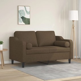 vidaXL Sofá 2 lugares c/ almofadas e almofadões 120 cm tecido castanho