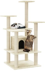 Árvore para gatos c/ postes arranhadores sisal 110 cm cor creme