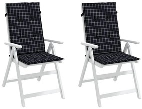 Almofadões cadeira encosto alto 2 pcs tecido xadrez preto