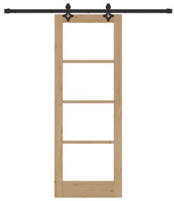 Porta Deslizante vidaXL com Conjunto de Hardware 'ORKDAL'Madeira Sólid