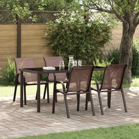 vidaXL Cadeiras de jardim empilháveis 4 pcs textilene castanho