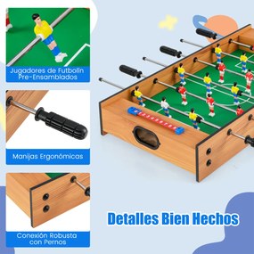 Mesa Multijogos 2 em 1 Mesa de matraquilhos de Mesa e Air Hockey com 18 Jogadores para Crianças 69 x 36 x 10 cm Natural