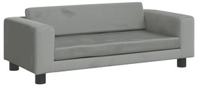 Sofá infantil com apoio de pés 100x50x30 cm veludo cinza-claro